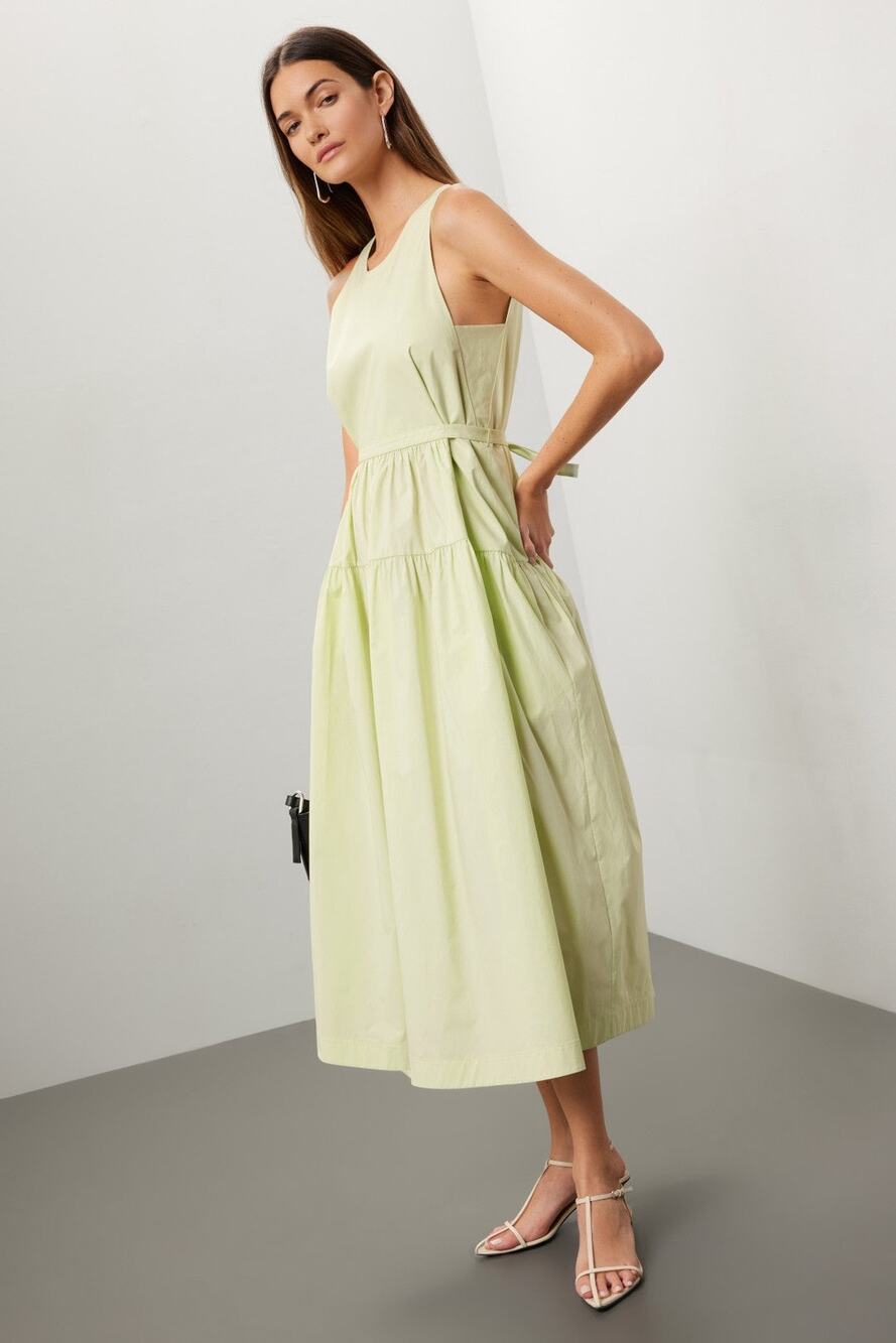 3.1 PHILLIP LIM X RTR Pale Yellow Sleeveless Belted Midi Dress Size 4